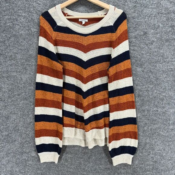 Maurices Sweaters - Maurices Sweater Pullover Women L Large Brown Striped Knit Long Sleeve Acrylic